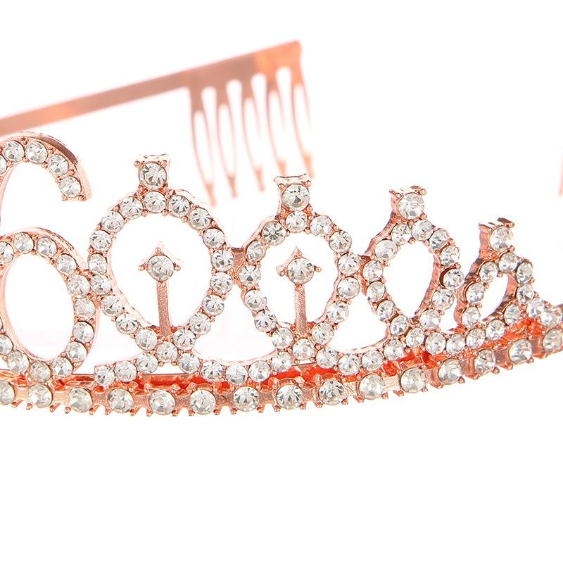 16th Birthday Crown Headband Rhinestone Digital Crown Headband Hair Accessories Birthday Party Supplies