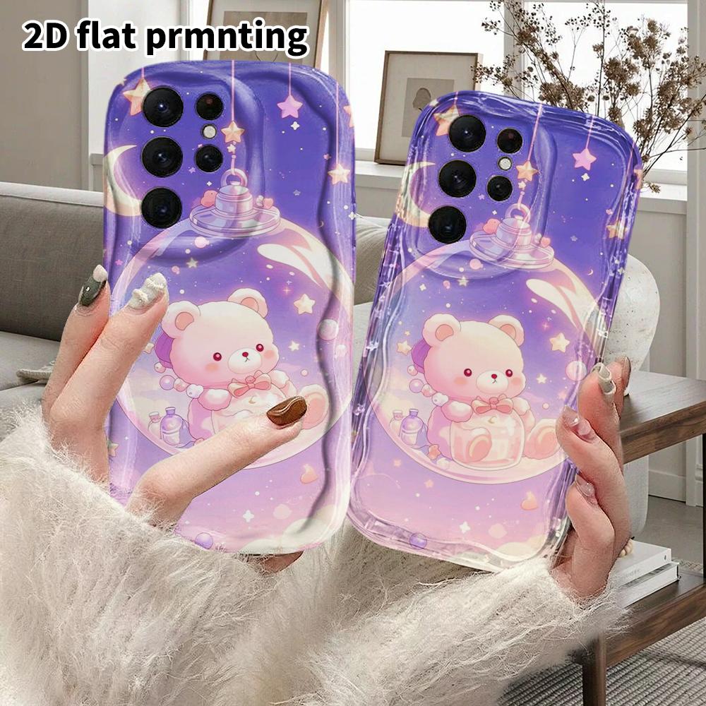 Phone Case: 2D Flat Samsung Galaxy A34 A35 M05 M06 S20 S22 S21 FE Plus 5G Protective Case, Couples Style, Glass Bottle Bear, Christmas and Halloween G