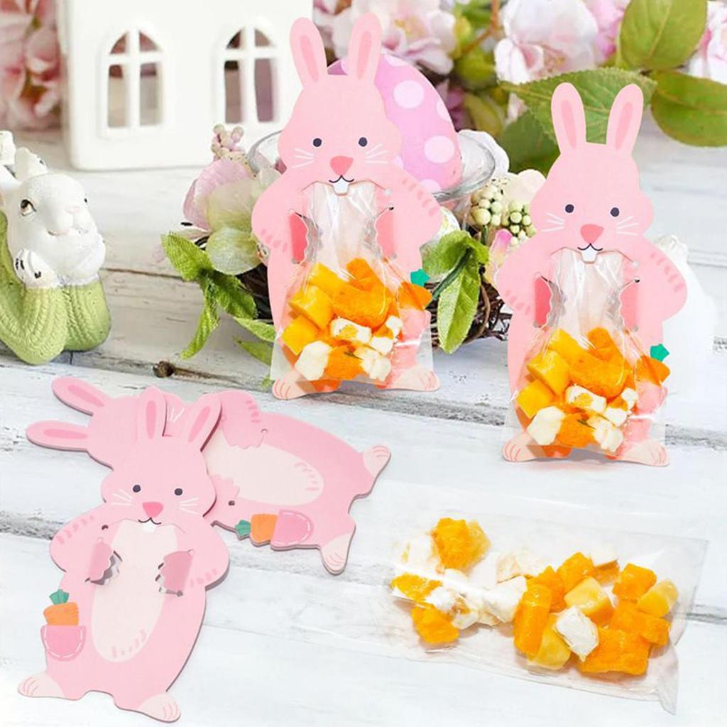 Easter Bags 20 Pieces Festive Party Supplies Pouches Bunny Treat Bags for Cookie Snack Toy Family Gatherings Classroom Exchange