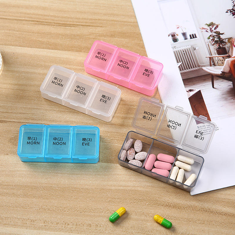 Portable Pill Box Cases Organizer Travel 3 Grid Medicine Box For Morning Middle And Evening Medication Tablets Mini Storage Box
