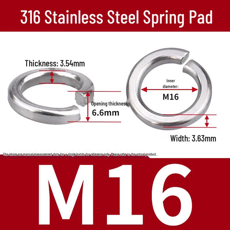 Stainless Steel & Blackened Carbon Steel Spring Washers (M1.6-M42) Elastic Open Washers