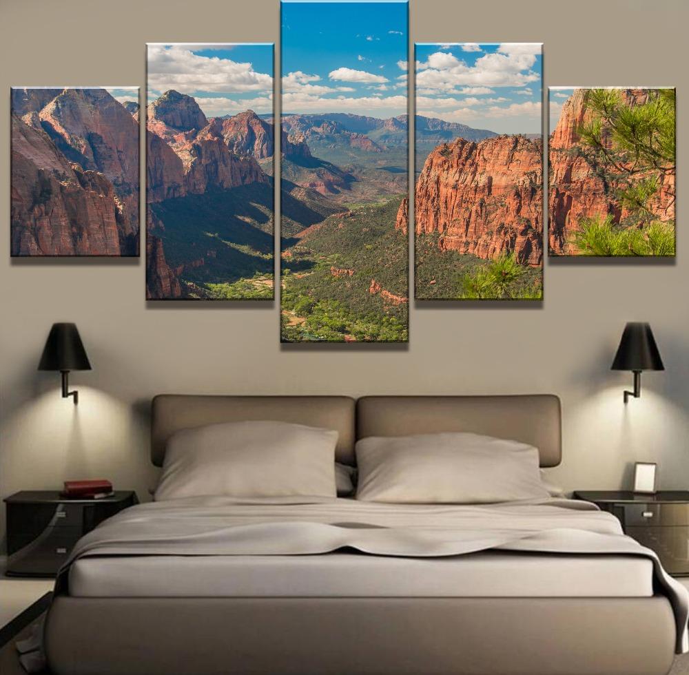 Canvas Wall Art 5 kusů HD tisk Grand Canyon Krajina Plakáty Obrázky Home Decor Moderní Dekorace obývacího pokoje Obrazy Bez rámu