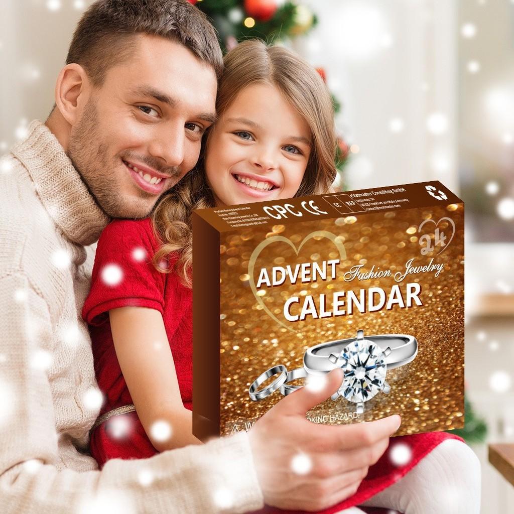 Weihnachts-Countdown-Überraschungsbox Schmuckset Mit Metallischen Accessoires Für Feiertagsgeschenke