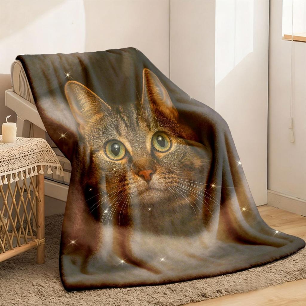 2026 New Arrivals Cozy Cat Blanket Soft Warm Cozy Flannel Cat Print Blanket Plush Texture Throw for Sofa Car Office Camping Travel