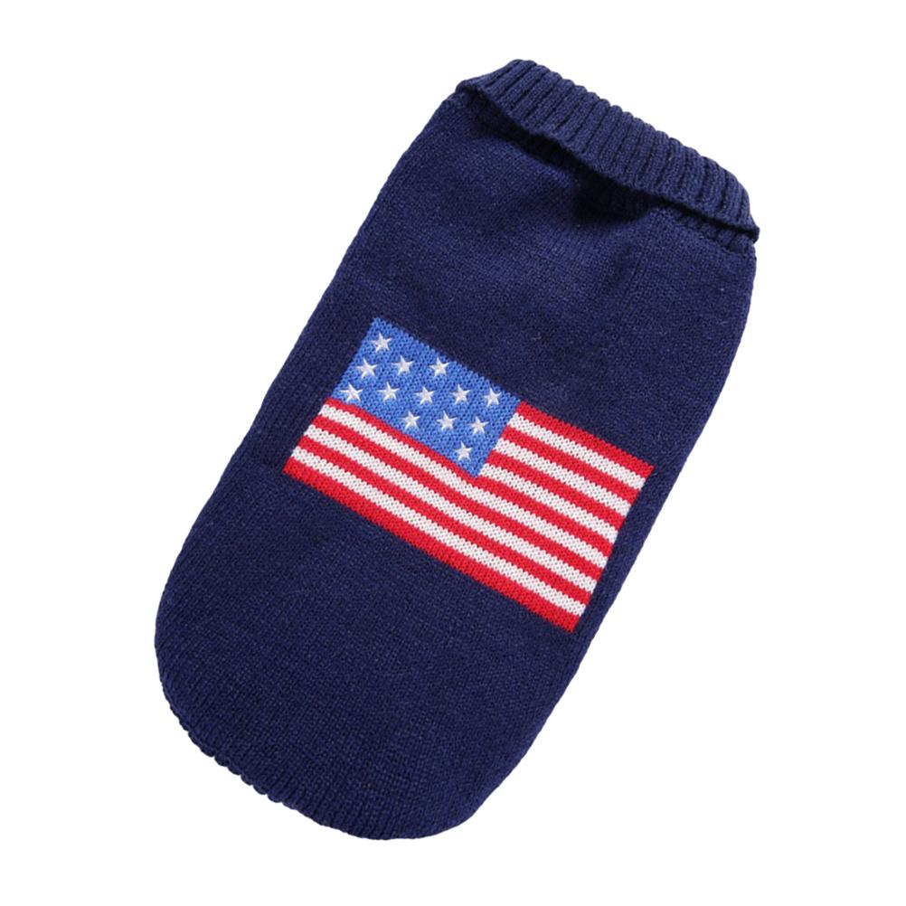 Pet Sweater American Flag Design Cute Dog Clothes Winter Warm Puppy Costume for Holiday Party Photo Shoot Small Dog Apparel Xs XL