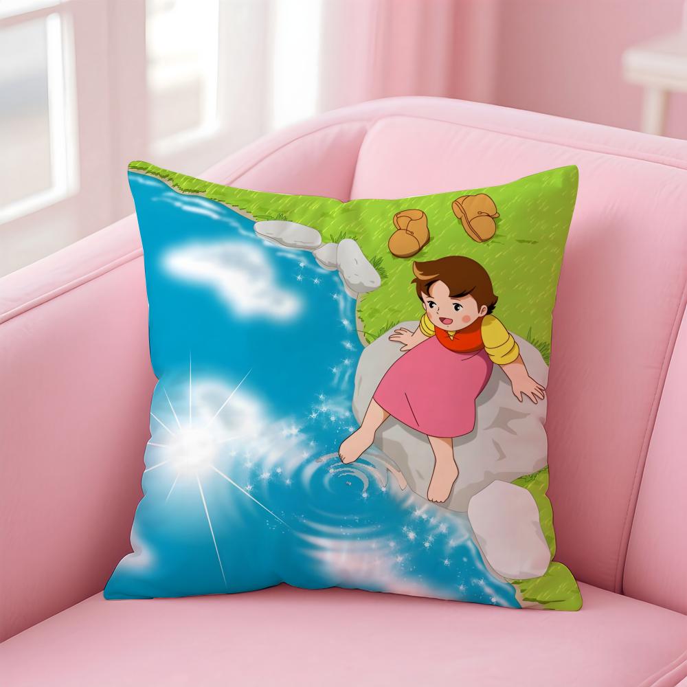 Anime Heidi Una Ragazza Delle Alpi Icone Federa Cuscino Copricuscino in Lino Morbido Decorazione Per Divano Stanza di Casa