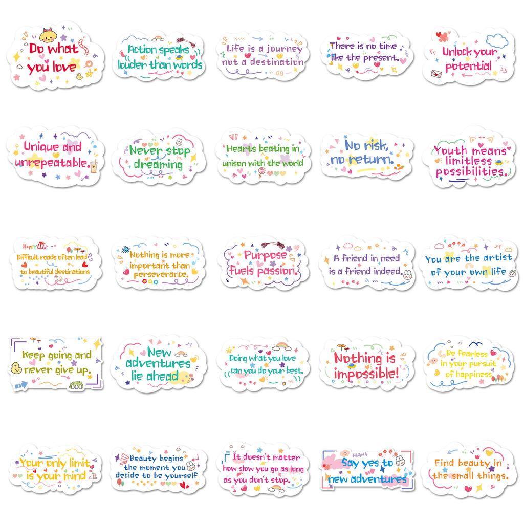 50Pcs/Set Funny Wisdom Sentences Series 04 Waterproof Stickers DIY Fashion Doodle Decals Stickers