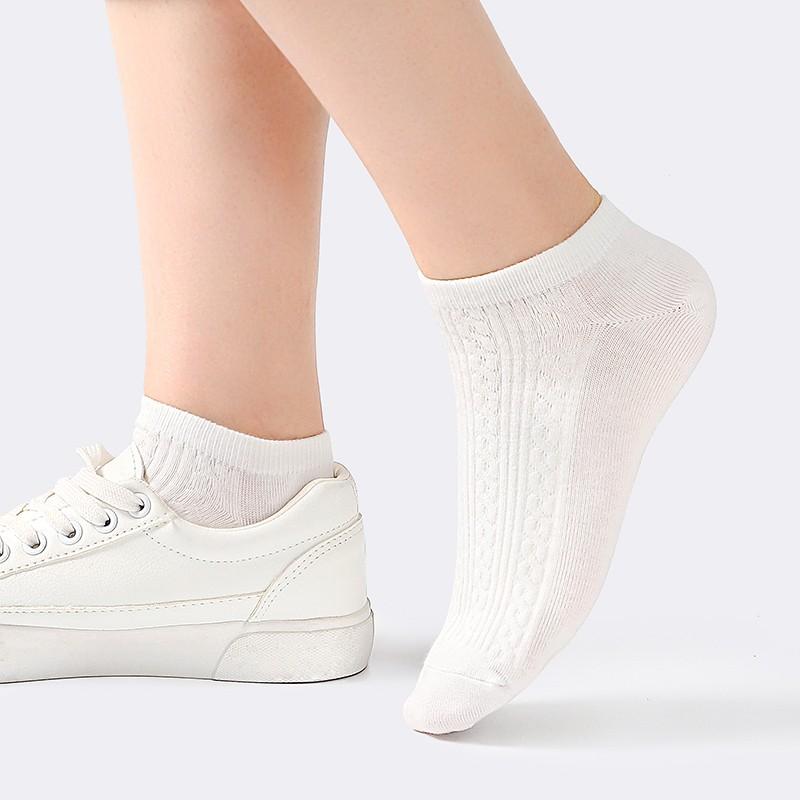 LangSha Women's Short Socks, Cotton Boat Socks, Summer Thin Comfortable Breathable Solid Color Simple Invisible Socks, 5 Pairs