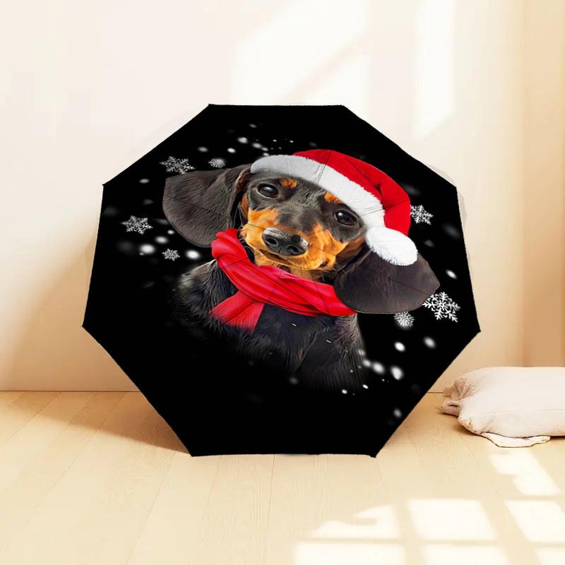 1PC Santa hat, snowflakes Pattern Small Travel Automatic Folding Umbrella, Compact Windproof Umbrella, Automatic Open/Close ,Gift-091560