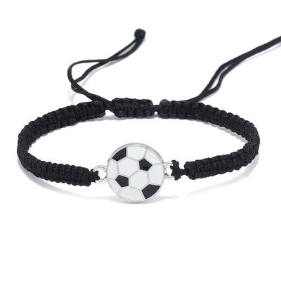 Fashion Handmade Braided Rope Bracelet Charms FootBall Basketball Sport Fans Braclet For Men Wristband Jewelry Homme