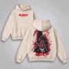 Anime Bleach Zaraki Kenpachi Print Hooded Men Women Hoodies Vintage Washed Sweatshirt Casual Cotton Pullover Harajuku Streetwear