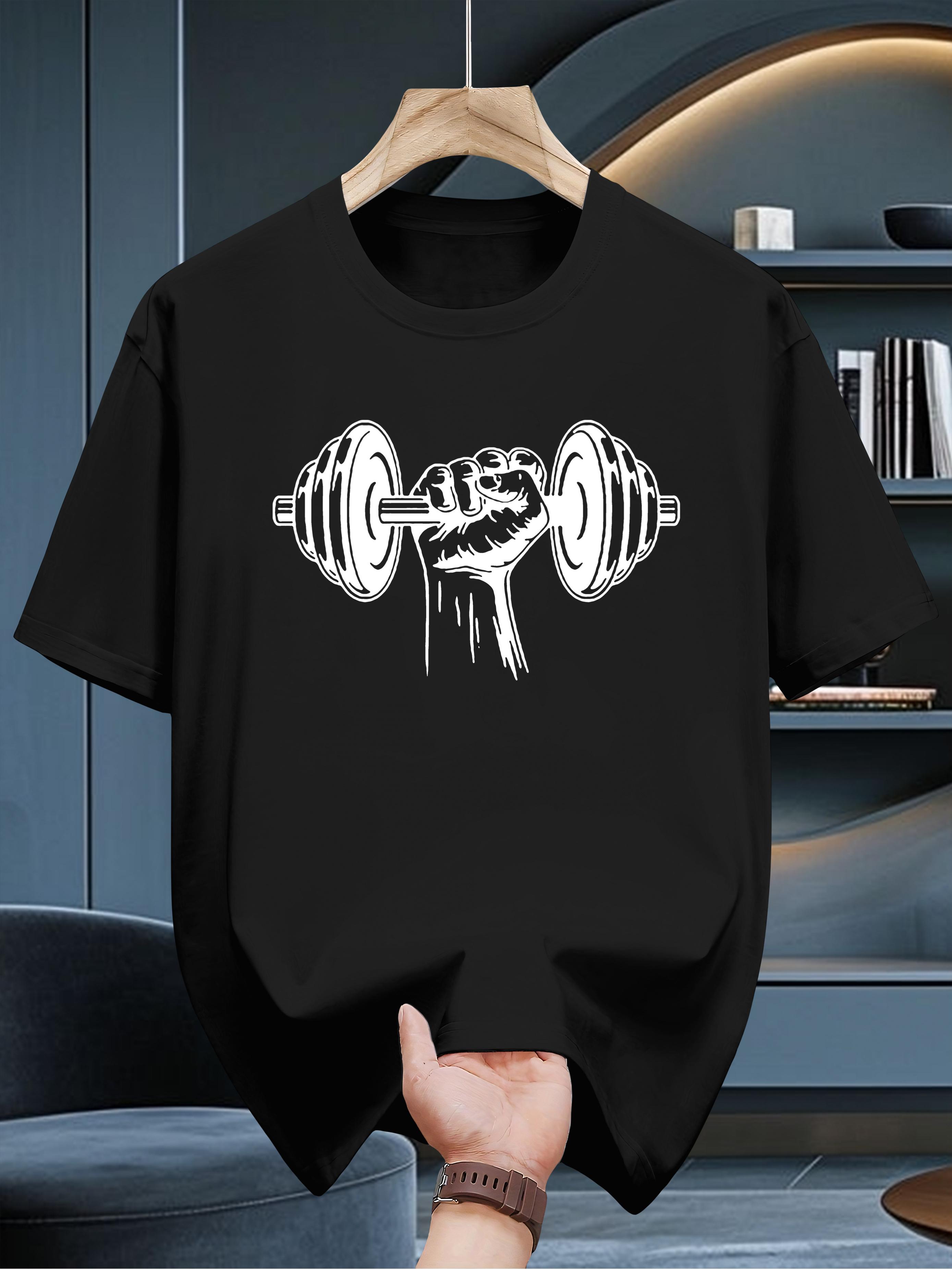 

Fist Dumbbell Men Cotton TShirt Gym Workout Muscle Fit Casual Streetwear Black and White Graphic Tee - Men s Summer Cotton Gr... 5XL різнокольоровий
