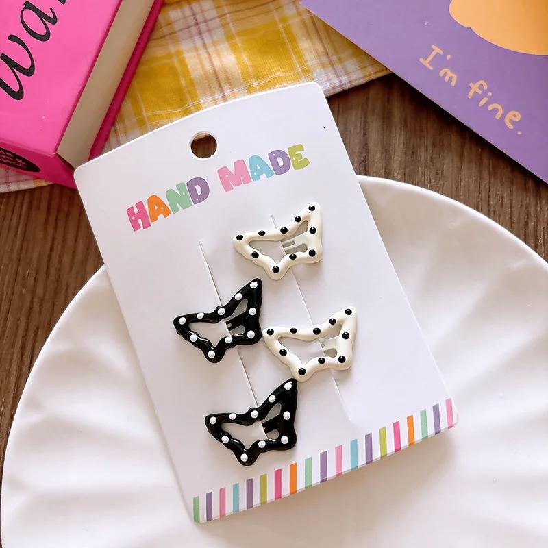 

Cute Polka Dot Hair Clips for Women Girls Black White Stylish Bangs Hair Barrettes Short Hair Accessory