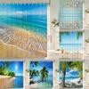 Tenda da Doccia Scenari di Spiaggia 3D Mare Oceano Mediterraneo Tenda da Bagno Tessuto Impermeabile Decorazione 180*240Cm Tenda da Bagno