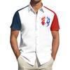 Herren Independence Day Bedrucktes Hemd mit Kragen Herren Freizeit Sport Kurzarmhemd
