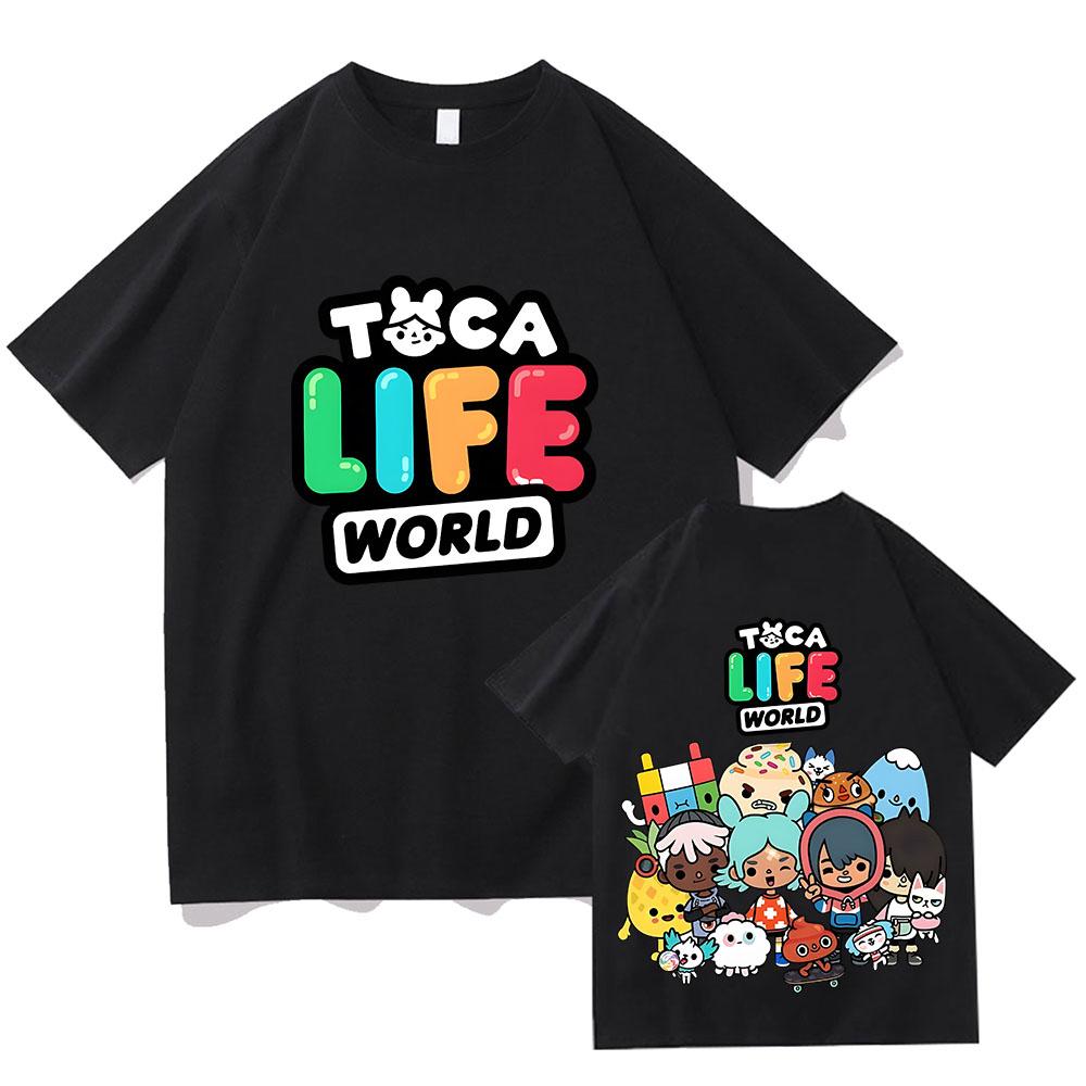 

Toca Life World T Shirt Short Sleeve Cartoon Game Kawaii Tee-shirt Funko Pop Comic Cotton O-neck Tshirt Ropa Mujer Cute Clothes 4XL