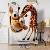 Fun Smiling Giraffe Pattern Flannel Printed Blanket Suitable for All Seasons Suitable for Living Room Office Sofa and Travel
