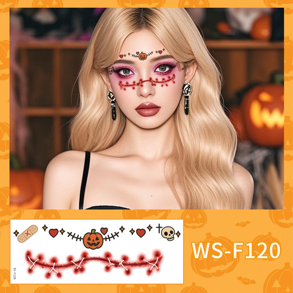 New Beautiful Ghost Haunted Halloween Tattoo Sticker Witch Playful Cute Makeup Face Waterproof