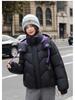 Women’s Short Color Contrast Hooded Windproof Thicken Warm Winter Jacket With Raglan Sleeves