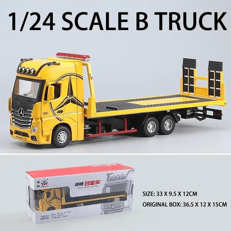 EFVAK1 1:24 Mercedes-Benz 1851 Flatbed Trailer Alloy Truck Model Car Diecast Toy Car Simulation Sound & Light Toys For Children Gift
