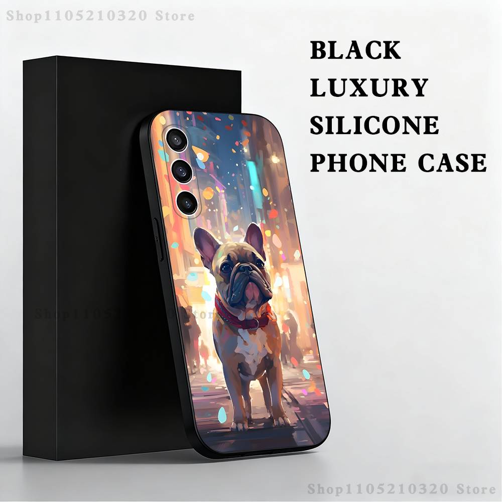 French Bulldog Dog Pet Phone Case For Samsung S25,S24,S21,S22,S23,S30,Ultra,S20,Plus,Fe,Lite,Note,10,9,5G Black Cover