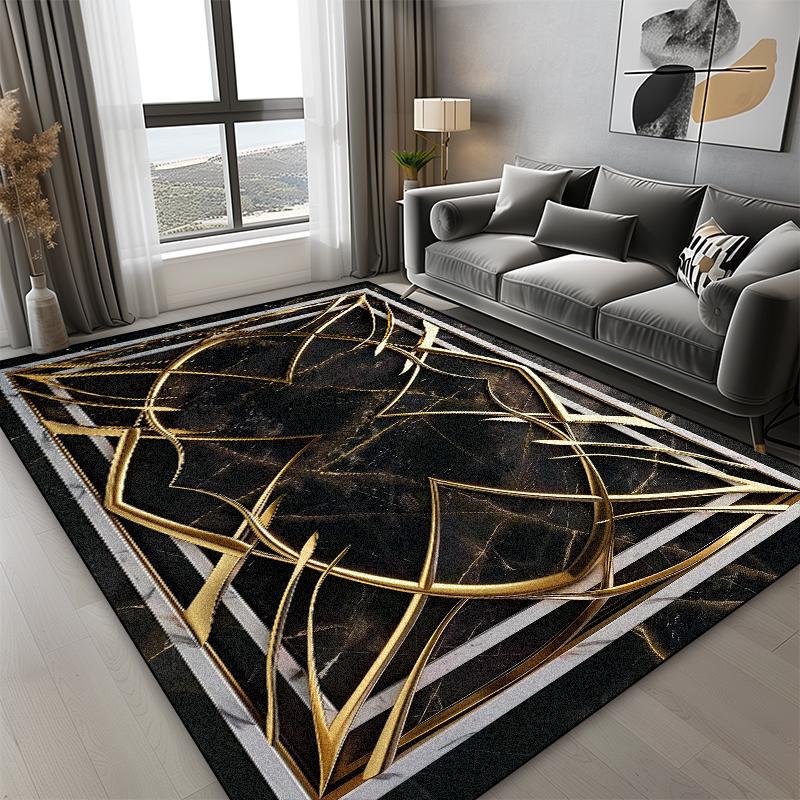 Boho Style Luxury Black Gold Carpets Living Room Bedroom Decoration High-grade Sofa Large Rugs Lounge Coffee Tables Mats Flannel
