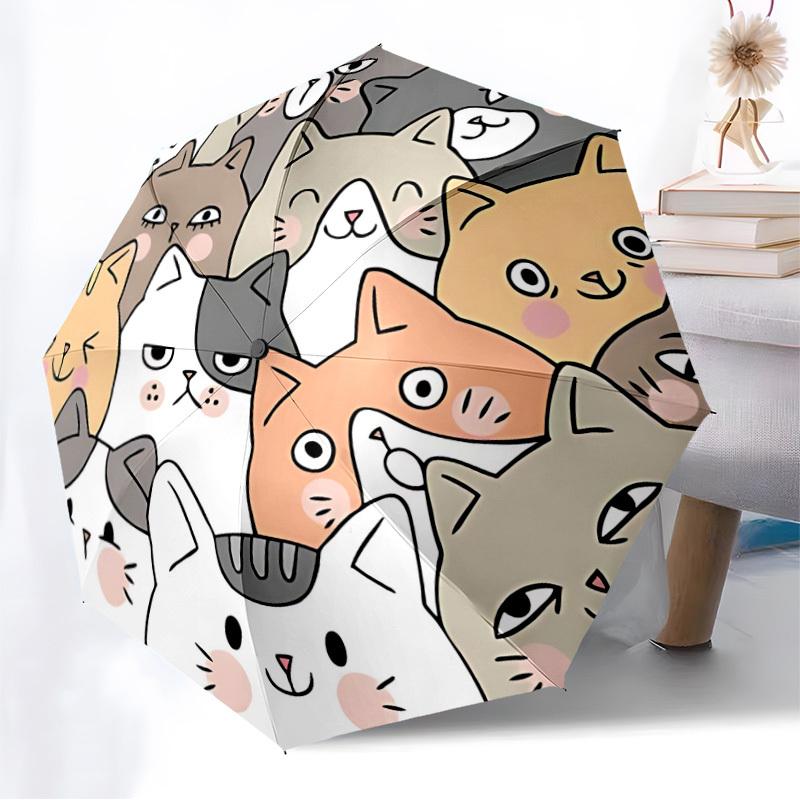 1pc Cartoon Cats Automatic Open/Close Umbrella, Folding Compact Umbrella with Lightweight Design for Women/Menyy251028187
