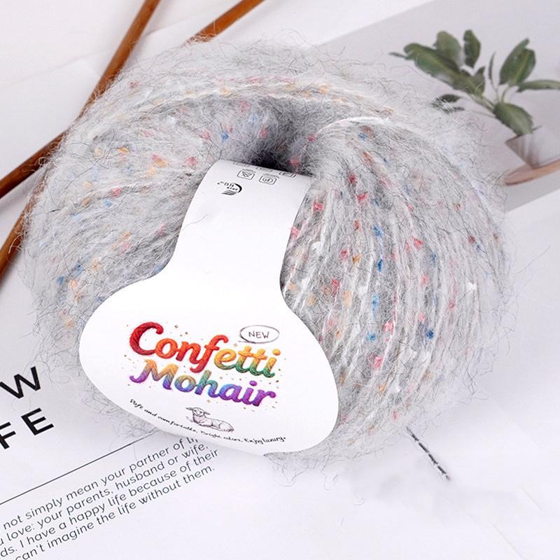 1Roll Yarn Weaving Colored-dot DIY Mohair Yarn Multi-purpose Scarf Yarn Cloth Yarn Bold Line