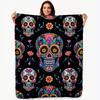 Einzigartige Flannelldecke mit Design aus lila Rose und Totenkopf, lässig, warm, für das Büro, zum Überwerfen, für Outdoor, Camping, Reisen