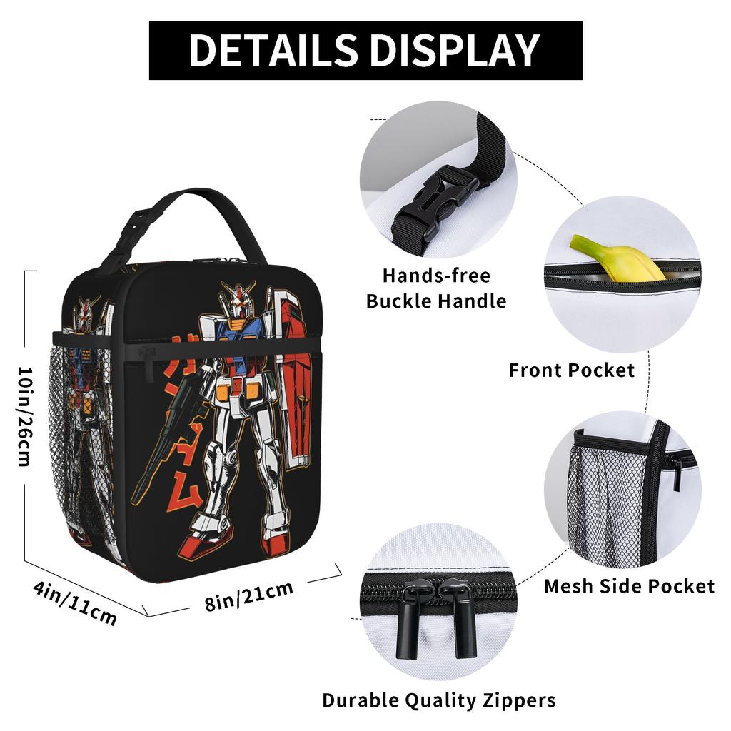 RX 78 2 Gundamms Insulated Lunch Bags Leakproof  Meal Container Thermal Bag Tote Lunch Box College  Outdoor Bento Pouch