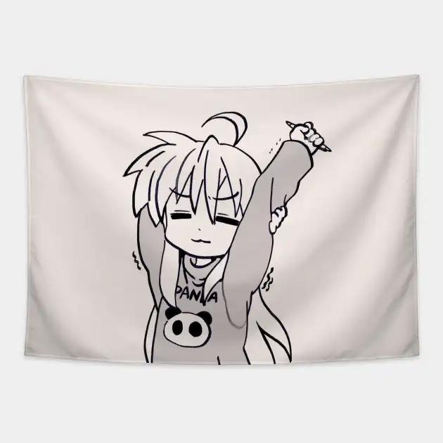 Tsukasa Hiiragi And Her Pink Flip Phone / Lucky Star Tapestry Dormitory Bedhead Sofa Living Room Background Decoration Tapestry