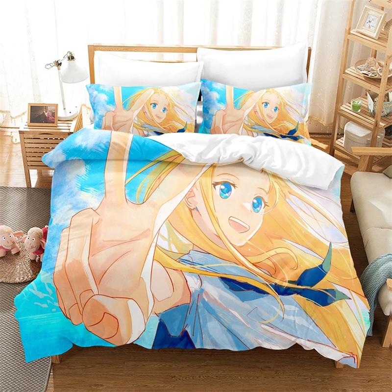 

3D Printed Anime Summer Time Rendering Ushio Bedding Set Boys Girls Twin Queen Size Duvet Cover Pillowcase Bed Kids Adult Tool 135x200cm 2pcs