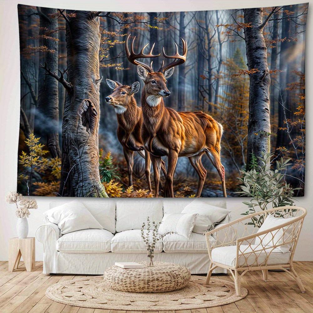 Charming Elk-Themed Tapestry - Versatile Wall Hanging for Home Decor, Perfect for Bedroom & Living Room - Durable Polyester, Easy Care