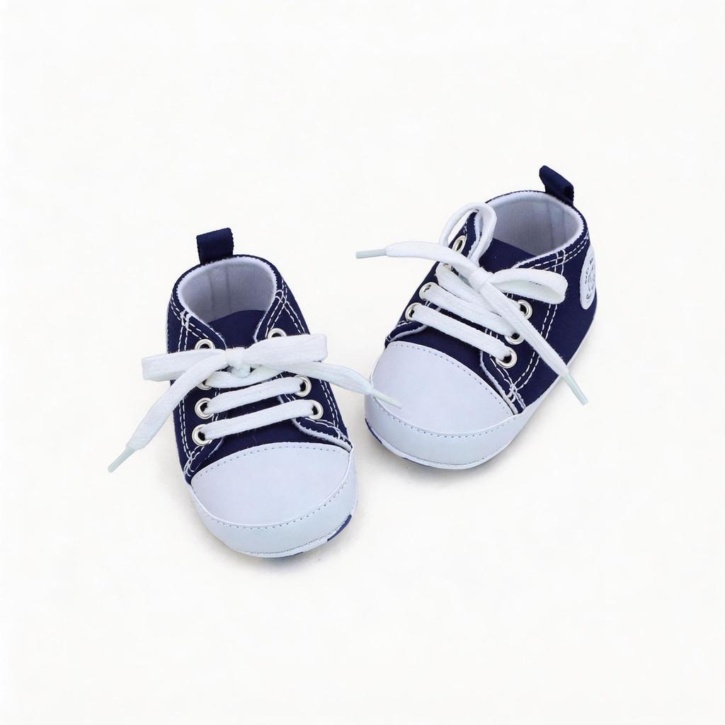 Popular Infant Canvas Pre-Walker Shoes - Soft, Non-slip, Comfortable Lace-up Design.