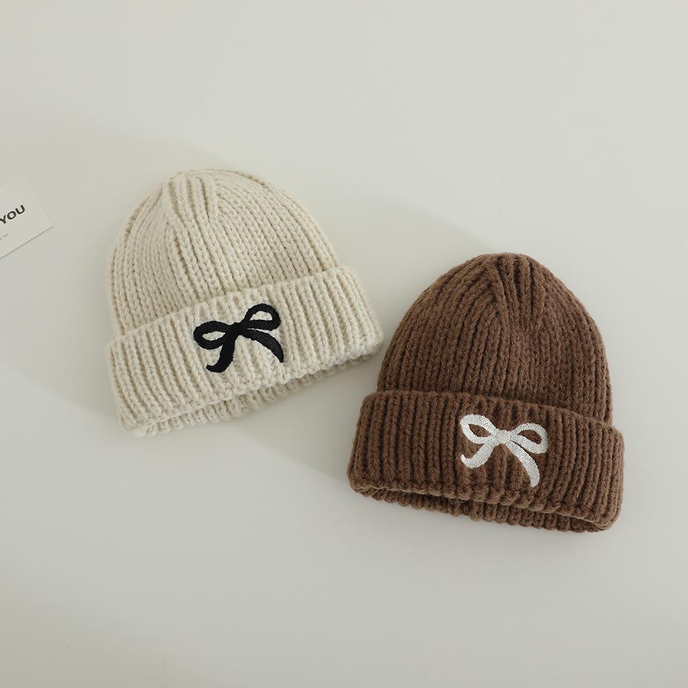 

Korean ins children s wool hat autumn and winter bow versatile baby knitted ear hat girls wool hat cold hat 47-52cm [2-6 years old] зелений