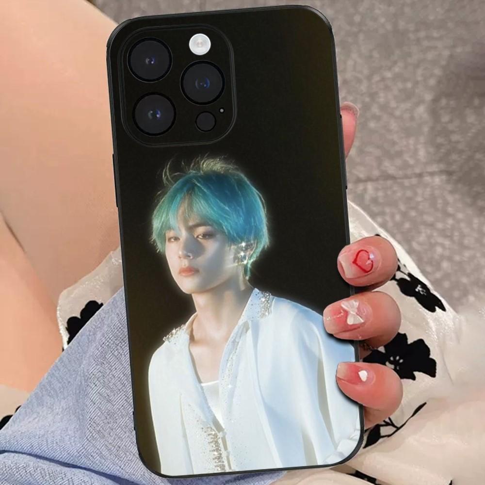 Singer Kim T-Tae H-Hyung V Phone Case For iPhone 15,14,13,12,11 Plus,Pro,Max,XR,XS,X,7,8 Plus,SE,Mini Soft Black Cover