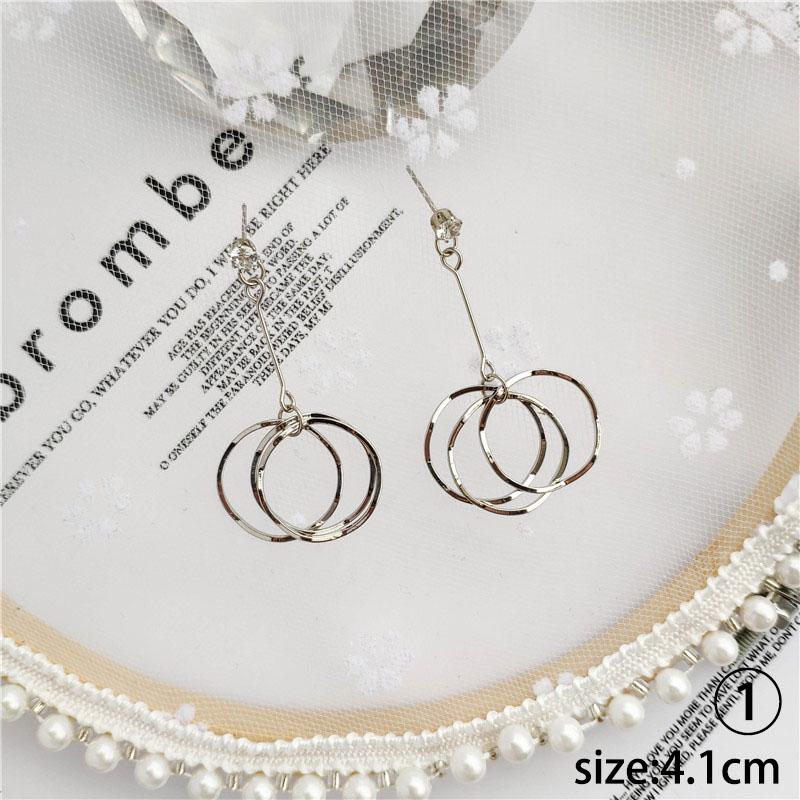 Fashion Geometric Round Drop Earrings Temperament Simple Star Tassel Pendant Earrings Female Gifts Jewelry
