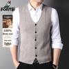 FORTEI Men's 100% Pure Wool V-Neck Button-Up Vest