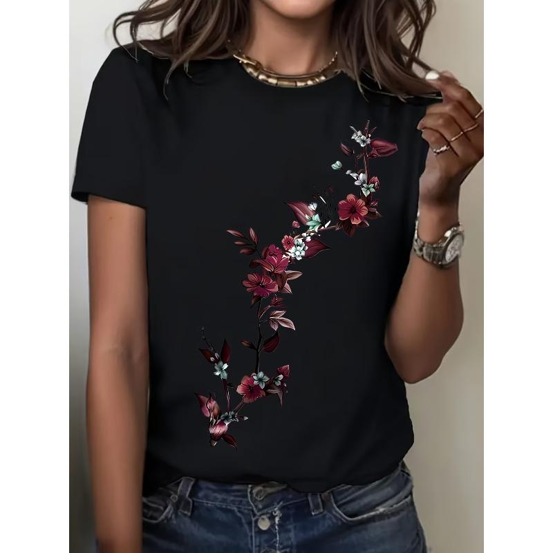 European Size Women's T-Shirt - Classic Fit, Casual Daily Wear, Classic Crew Neck, Versatile for Any Outfit, Stretch Fit, Machine Washable