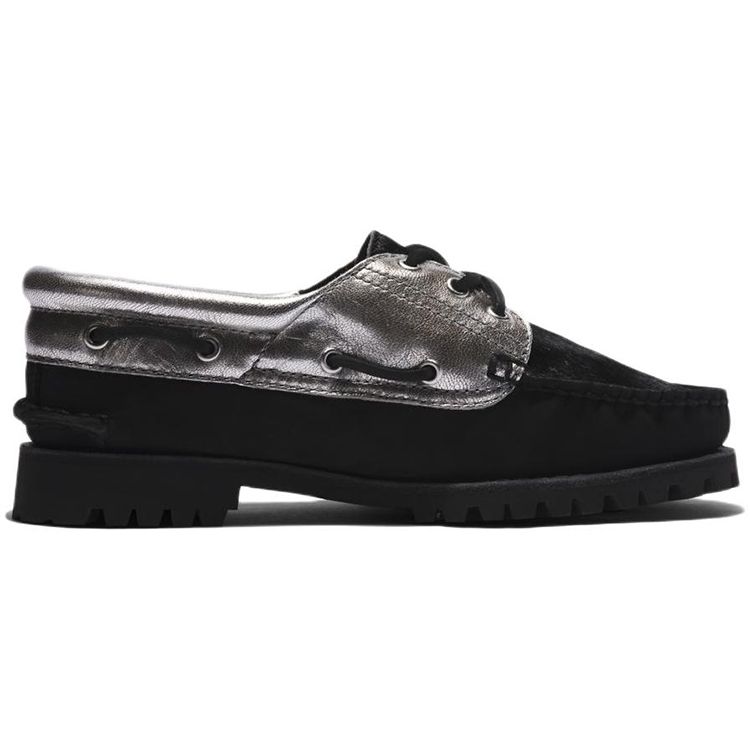 Timberland Sapatos Náuticos Autênticos Femininos de Nobuck Preto Prata A5NBC001