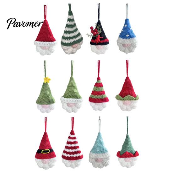Faceless Gnome Decorations Hand Crochet Christmas Ornaments, Knitted Hanging Decorations, Woolen Holiday Gifts Yarn Elf Pendants for Tree Home