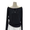 Off Shoulder Cotton Long Sleeve Black Tee Women Spring Autumn Winter Layer Loose Sleeveless Base Layer