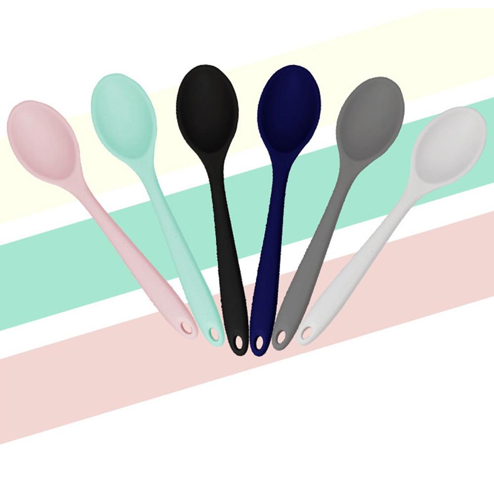 Silicone Cake Kitchen Utensils Dessert Stirring Spoon Dinnerware Flatware Soup Spoon
