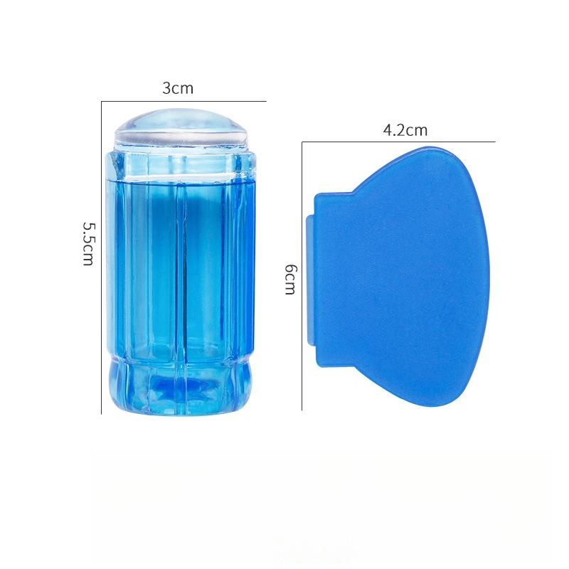 2-Piece Nail Art Stamp Kit - Clear Silicone Stamp and Squeegee Set for DIY Manicure, Available In Multiple Colors