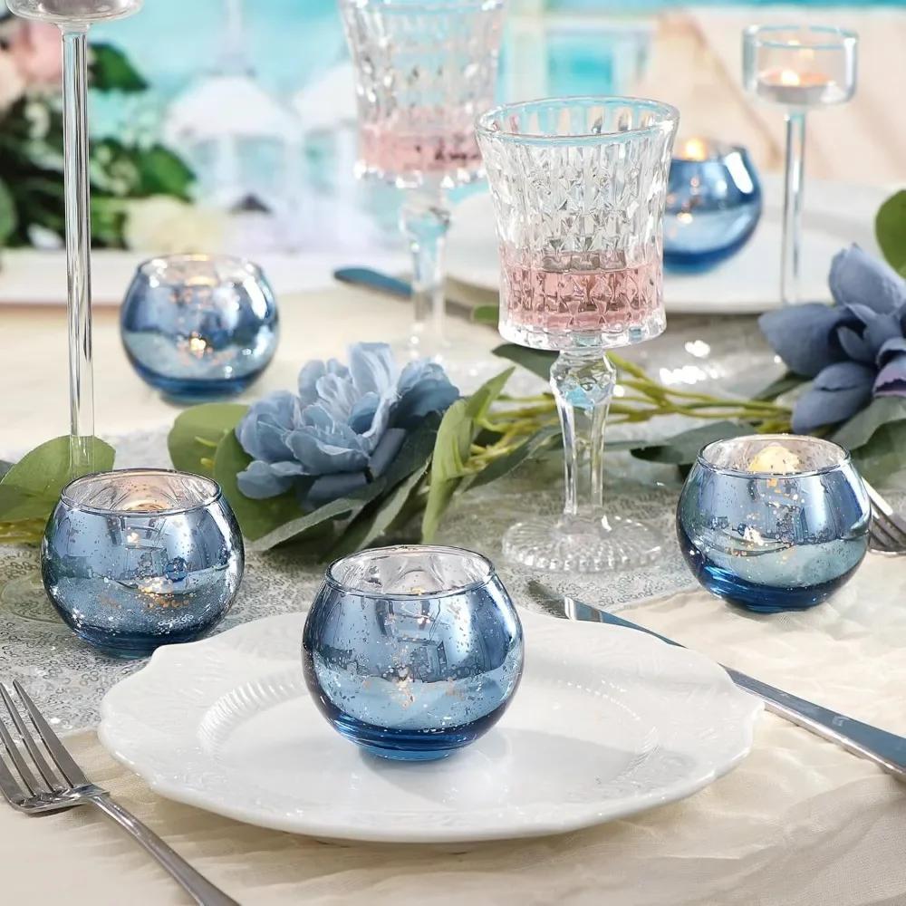 6/12Pcs Mercury Glass Candle Holder Tea Lights Christmas Party Wedding Centerpieces Candlestick for Home Decoration