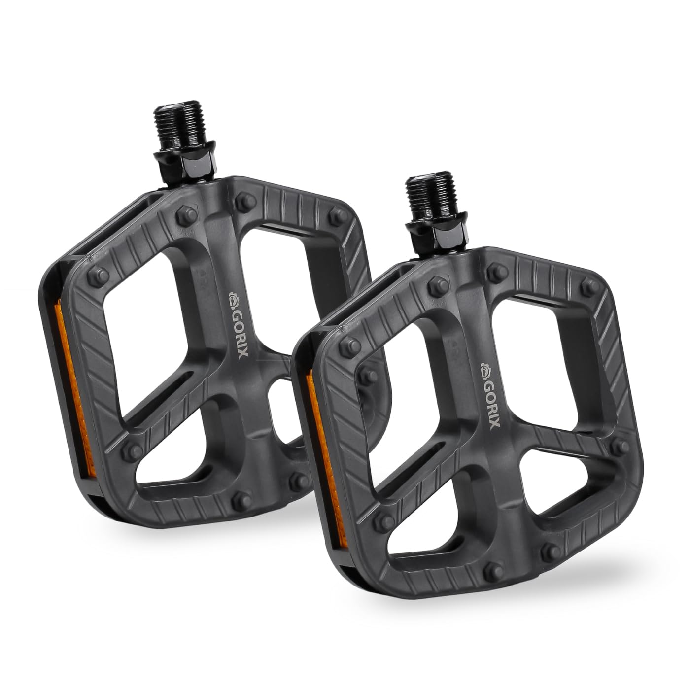 

GORIX Bicycle Cross Pedal Replacement for Road Mini Leather Electric and School Pedals, Flat, Bike, Reflective, Wide, Lightweight, Non-Slip, Black, чёрный