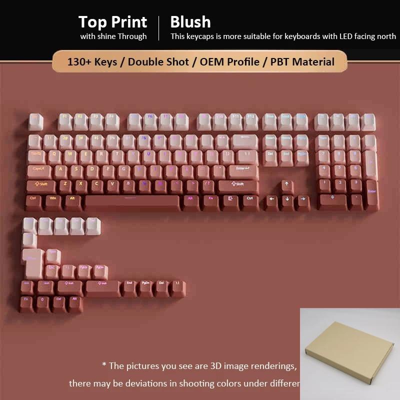 Xiaomi 130+ Keys Gradient Blue Shine Through Keycaps OEM Profile RGB Backlit PBT Double Shot Keycaps for MX Switches Gaming Keyboards