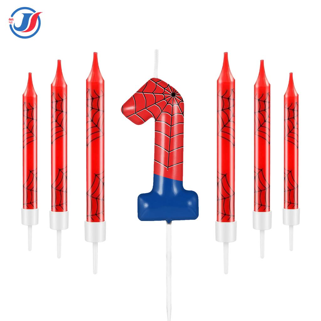 7pcs Spider Web Birthday Candles, Spider Cartoon Themed Birthday Candles Cake Topper Number Candle Spider Birthday Cake Candles