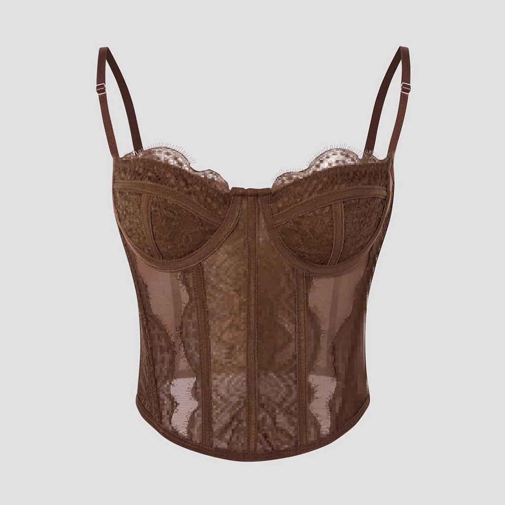 Spicy Lace Push-Up Fishbone Corset Bra Top