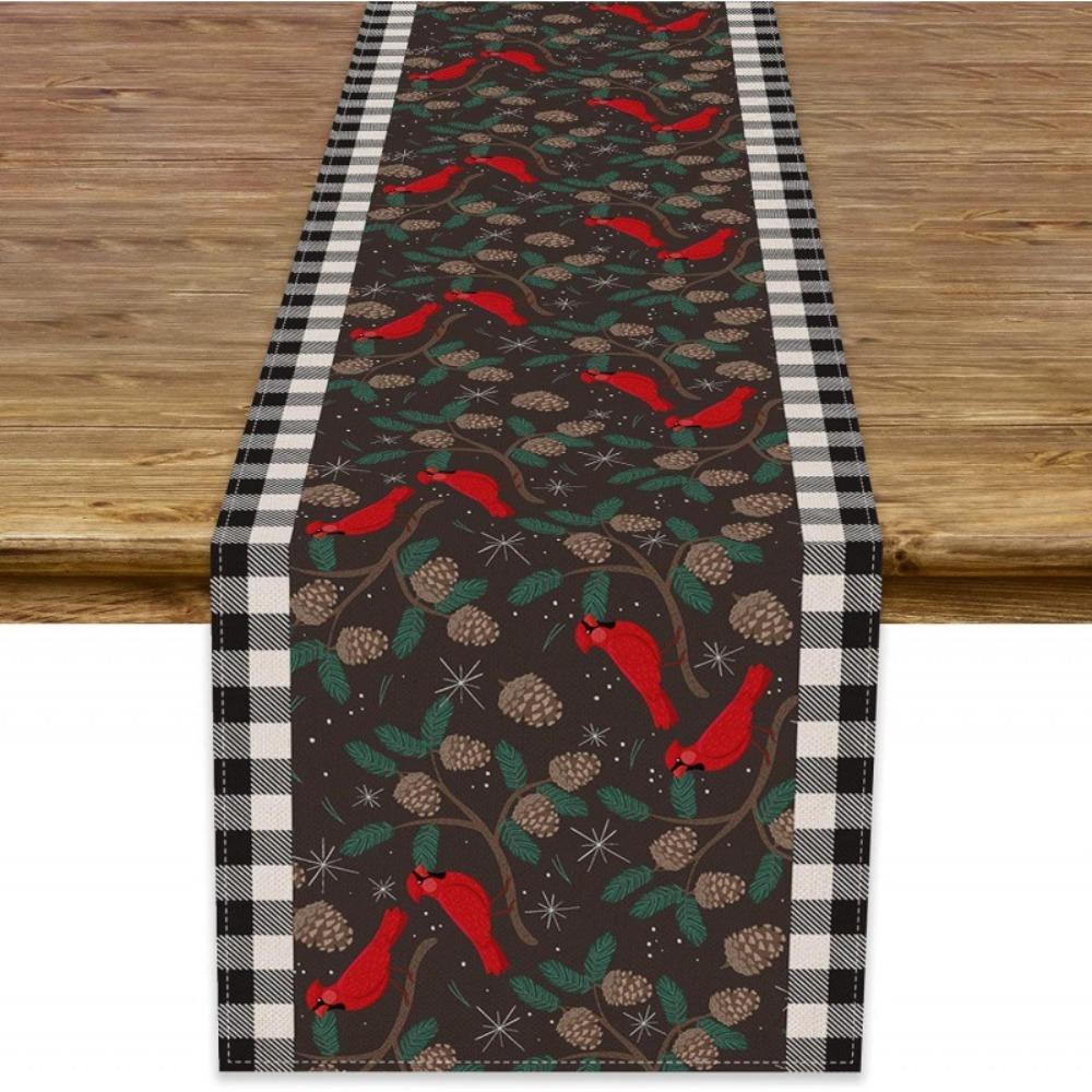 Christmas Snowflake Table Runner Durable Linen Dining Tablecloth Stain Resistant Holiday Decor